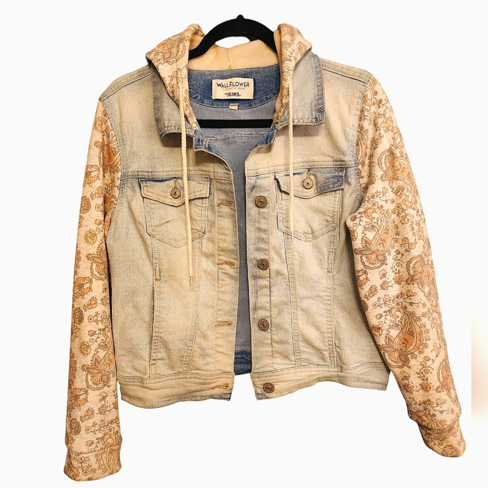 Wallflower Denim Jacket with Paisley Sleeves
